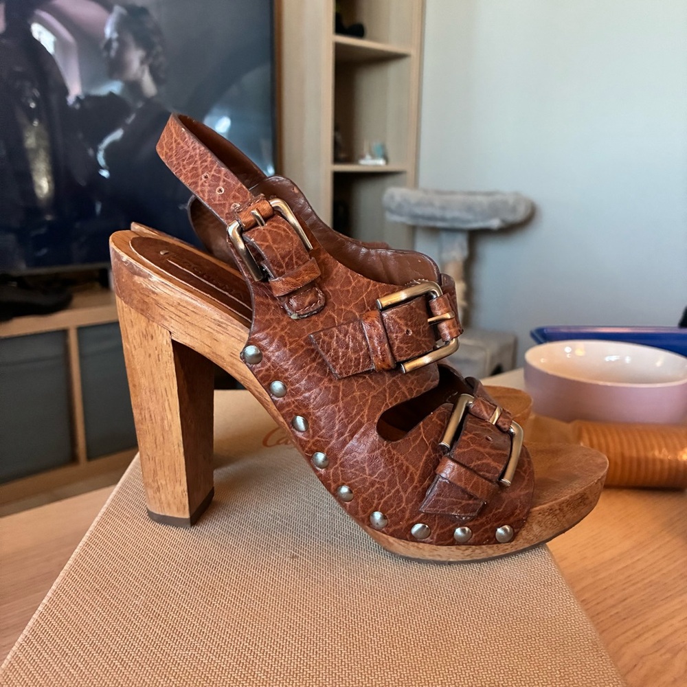 BCBGMaxAzria Brown Leather Heeled Sandals